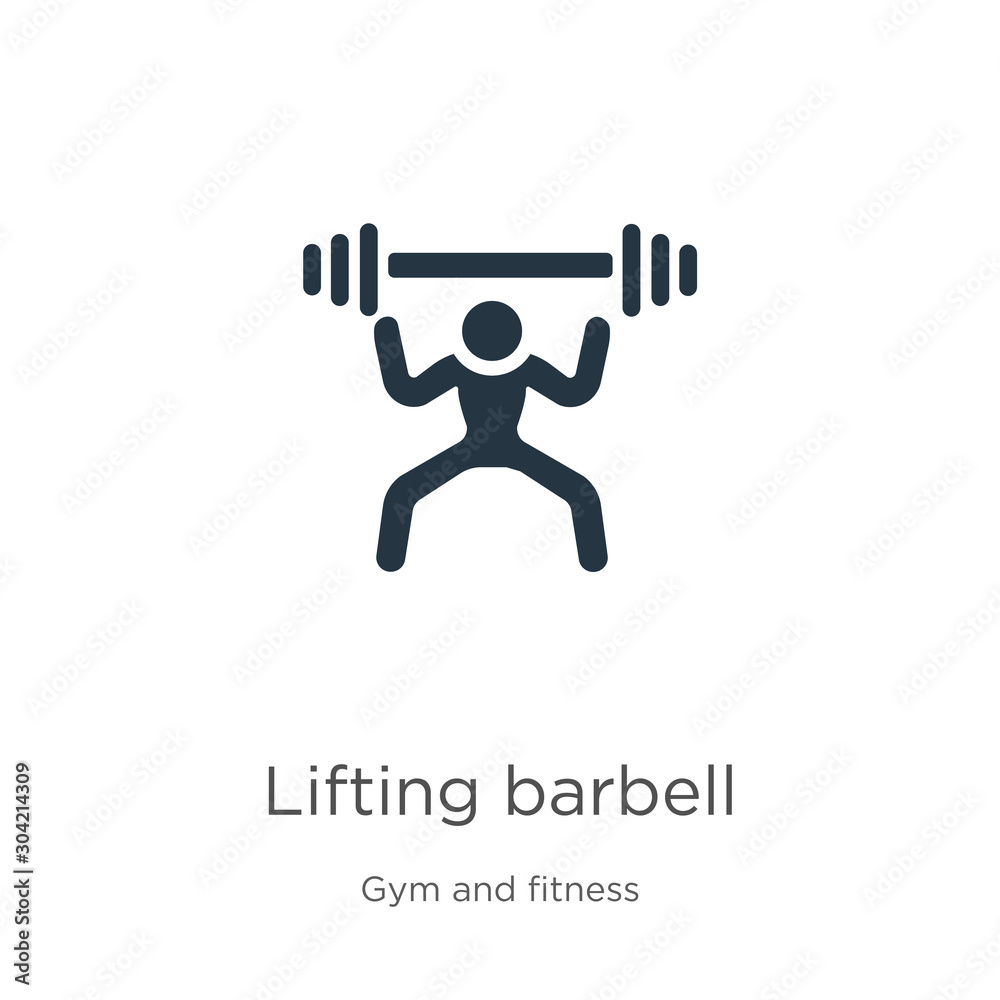 Lifting barbell icon vector. Trendy flat lifting barbell icon from gym and fitness collection isolated on white background. Vector illustration can be used for web and mobile graphic design, logo,