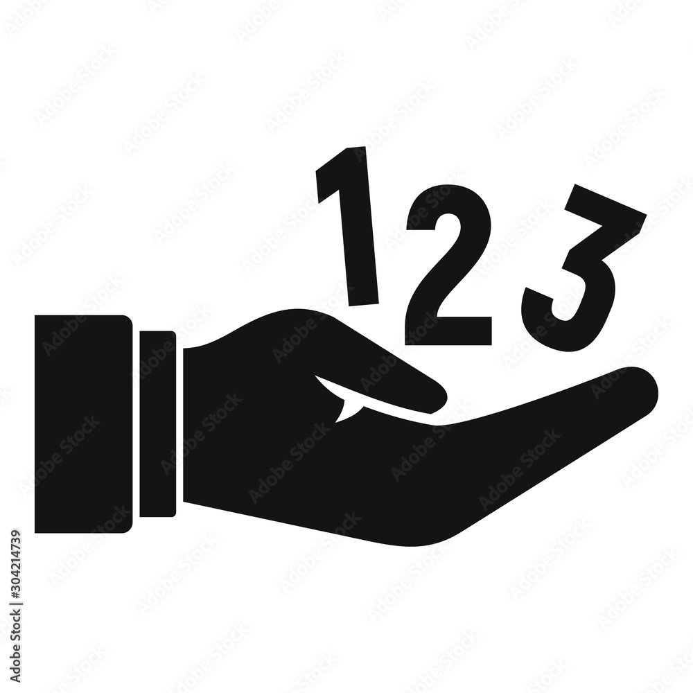 Numbers in hand icon. Simple illustration of numbers in hand vector icon for web design isolated on white background Numbers in hand icon. Simple illustration of numbers in hand vector icon for web design isolated on white background