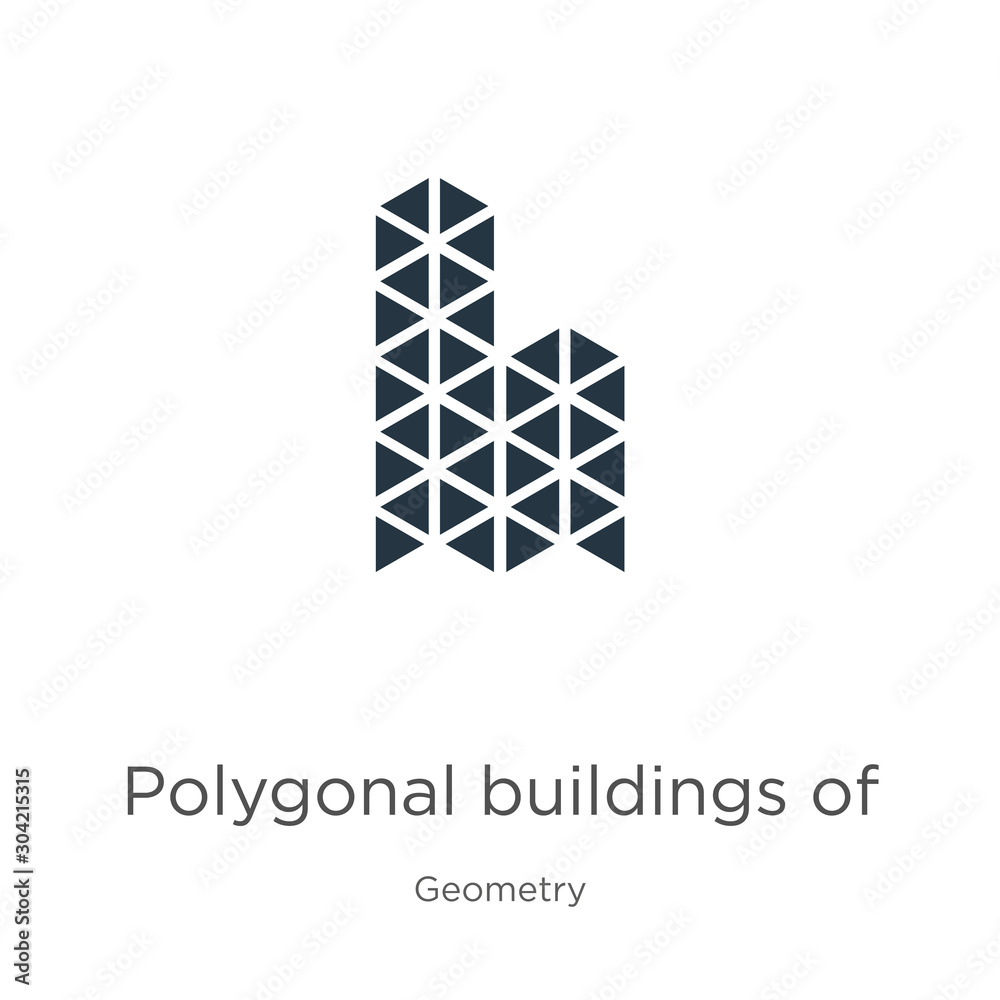 Polygonal buildings of small triangles icon vector. Trendy flat polygonal buildings of small triangles icon from geometry collection isolated on white background. Vector illustration can be used for