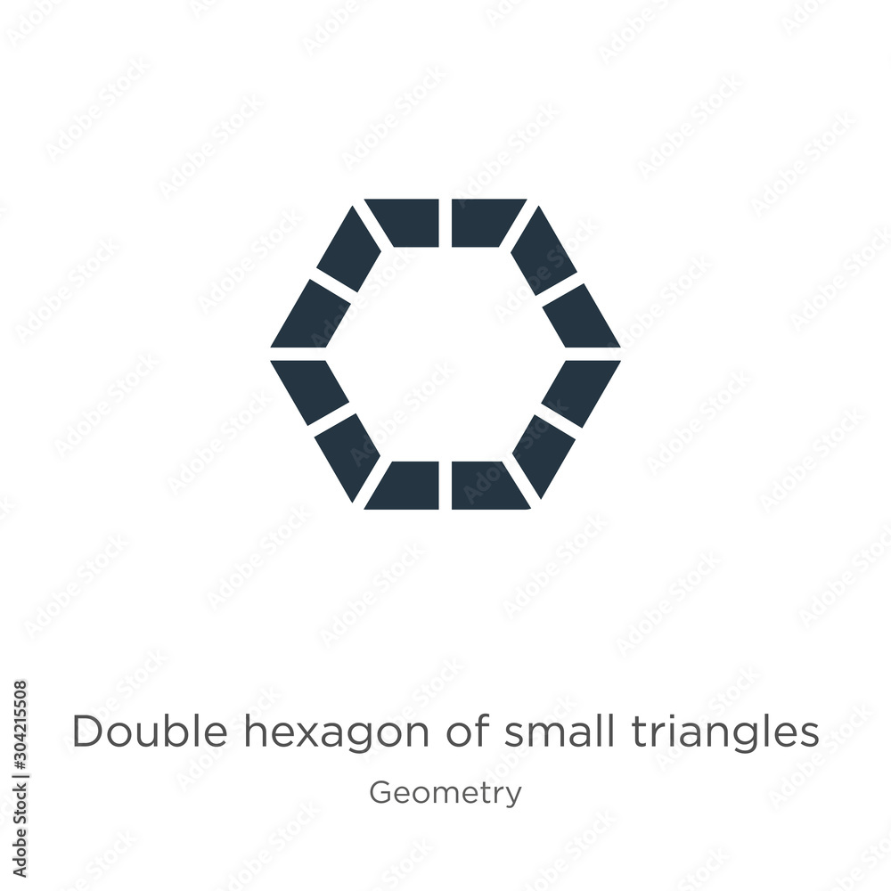 Double hexagon of small triangles icon vector. Trendy flat double hexagon of small triangles icon from geometry collection isolated on white background. Vector illustration can be used for web and Double hexagon of small triangles icon vector. Trendy flat double hexagon of small triangles icon from geometry collection isolated on white background. Vector illustration can be used for web and