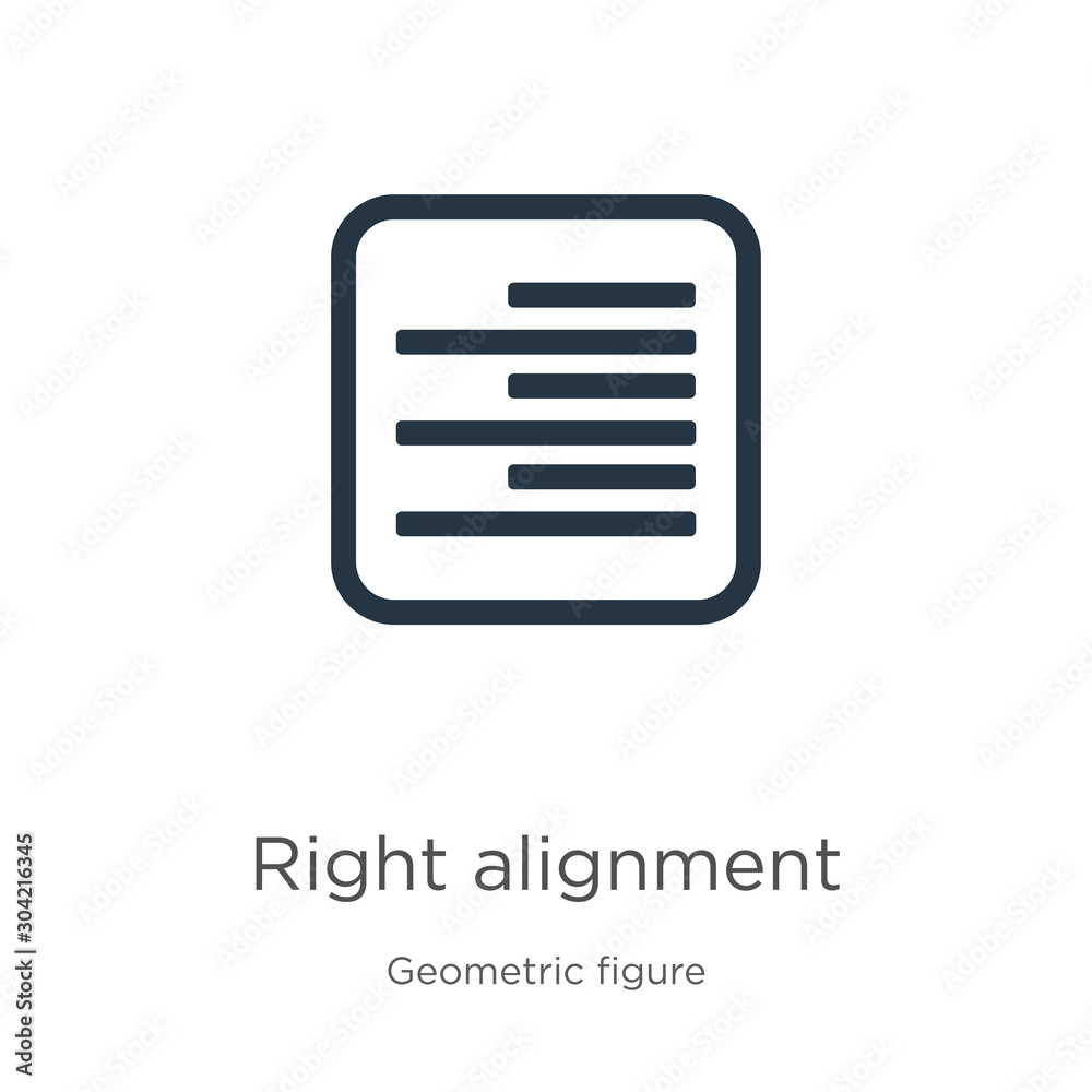 Right alignment icon vector. Trendy flat right alignment icon from geometric figure collection isolated on white background. Vector illustration can be used for web and mobile graphic design, logo, Right alignment icon vector. Trendy flat right alignment icon from geometric figure collection isolated on white background. Vector illustration can be used for web and mobile graphic design, logo,