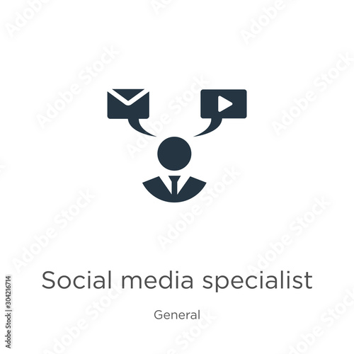 Social media specialist icon vector. Trendy flat social media specialist icon from general collection isolated on white background. Vector illustration can be used for web and mobile graphic design,