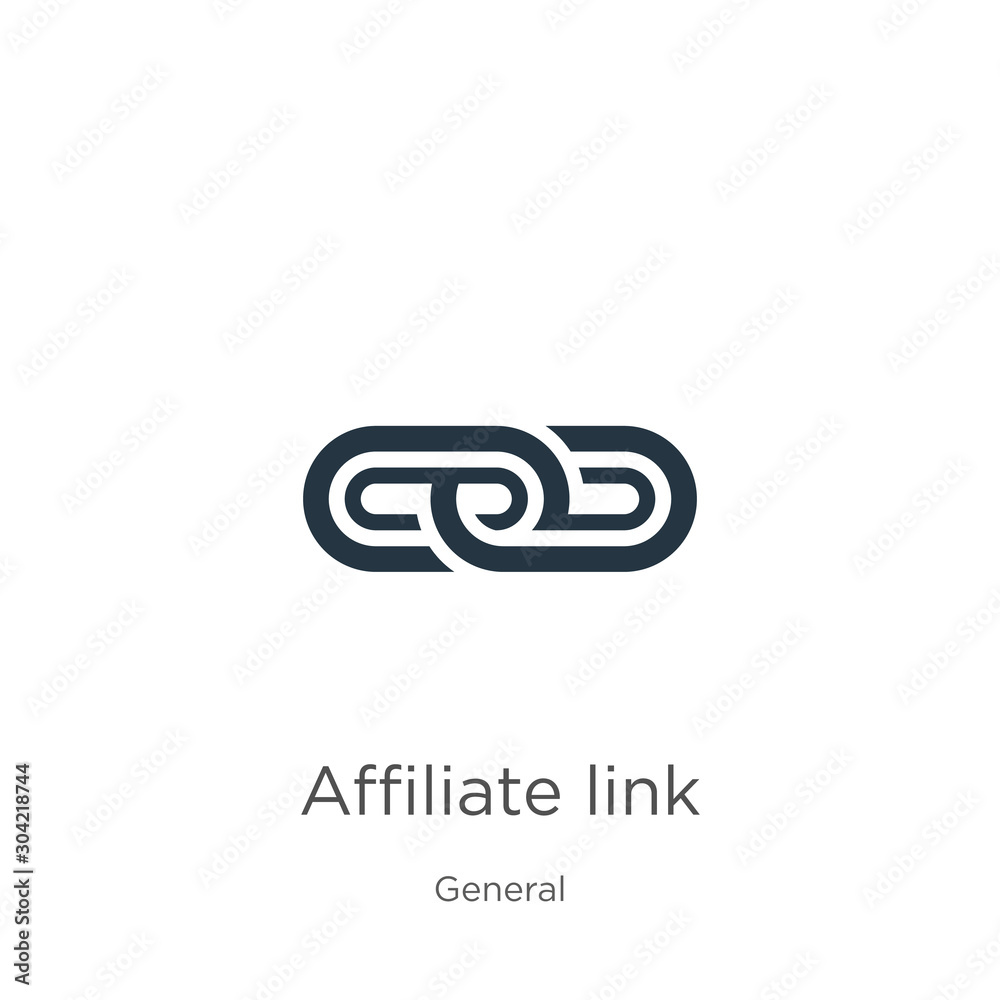 Affiliate link icon vector. Trendy flat affiliate link icon from general collection isolated on white background. Vector illustration can be used for web and mobile graphic design, logo, eps10 Affiliate link icon vector. Trendy flat affiliate link icon from general collection isolated on white background. Vector illustration can be used for web and mobile graphic design, logo, eps10