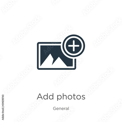 Add photos icon vector. Trendy flat add photos icon from general collection isolated on white background. Vector illustration can be used for web and mobile graphic design, logo, eps10