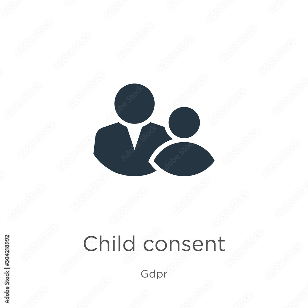 Child consent icon vector. Trendy flat child consent icon from gdpr collection isolated on white background. Vector illustration can be used for web and mobile graphic design, logo, eps10 Child consent icon vector. Trendy flat child consent icon from gdpr collection isolated on white background. Vector illustration can be used for web and mobile graphic design, logo, eps10