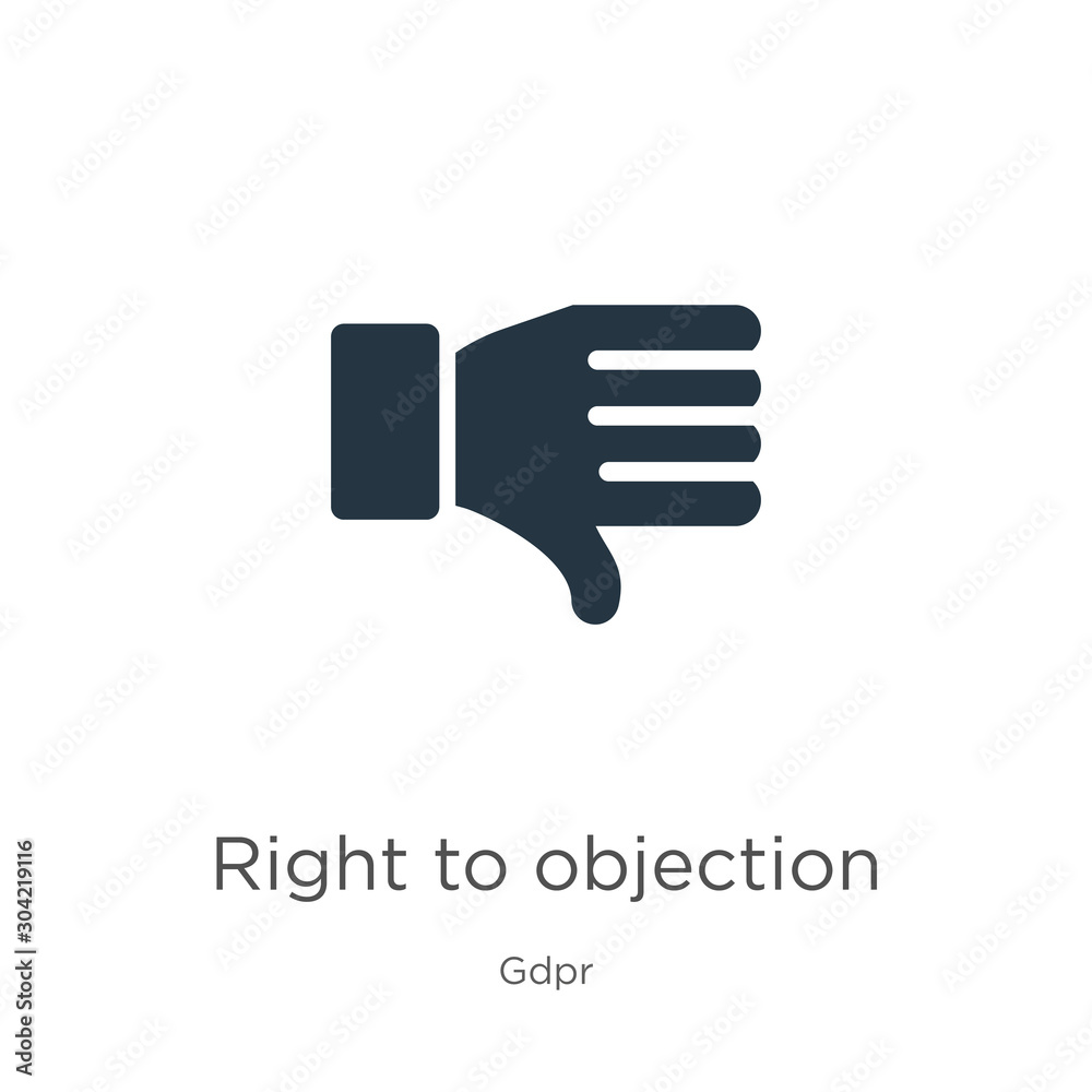 Right to objection icon vector. Trendy flat right to objection icon from gdpr collection isolated on white background. Vector illustration can be used for web and mobile graphic design, logo, eps10