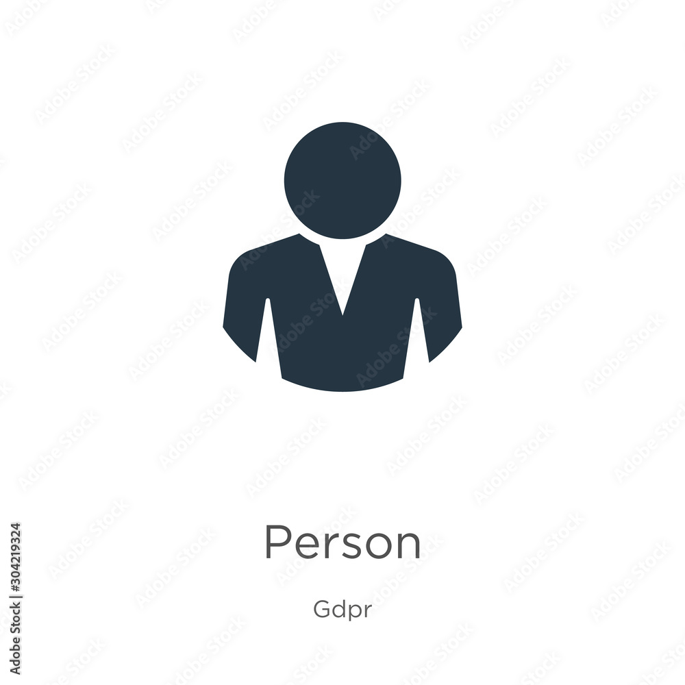 Person icon vector. Trendy flat person icon from gdpr collection isolated on white background. Vector illustration can be used for web and mobile graphic design, logo, eps10 Person icon vector. Trendy flat person icon from gdpr collection isolated on white background. Vector illustration can be used for web and mobile graphic design, logo, eps10