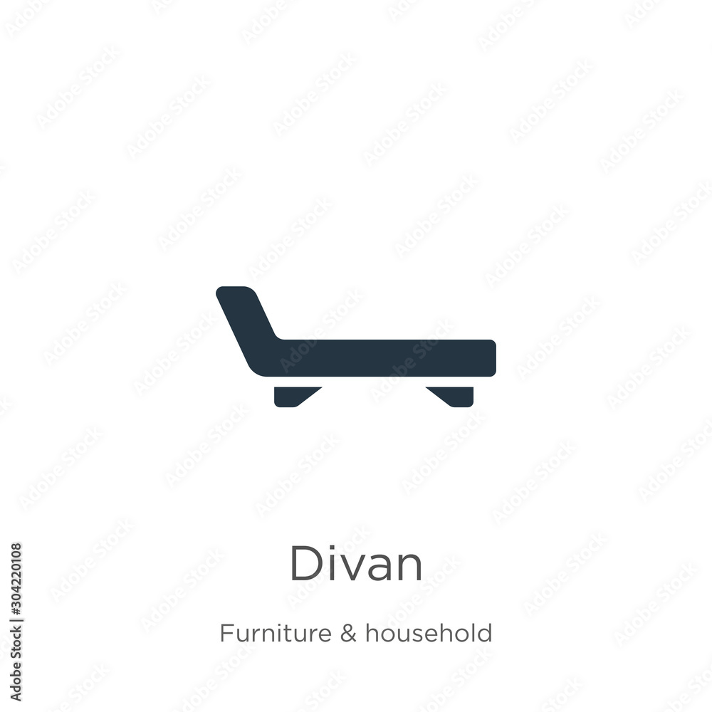 Divan icon vector. Trendy flat divan icon from furniture collection isolated on white background. Vector illustration can be used for web and mobile graphic design, logo, eps10 Divan icon vector. Trendy flat divan icon from furniture collection isolated on white background. Vector illustration can be used for web and mobile graphic design, logo, eps10