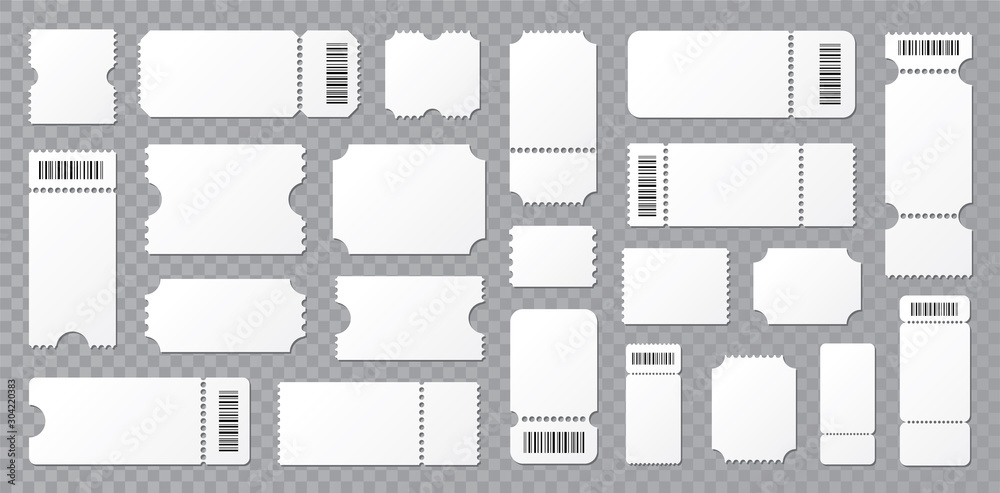 Set blank ticket template. Concert ticket, lottery coupons. Vector coupon - stock vector.