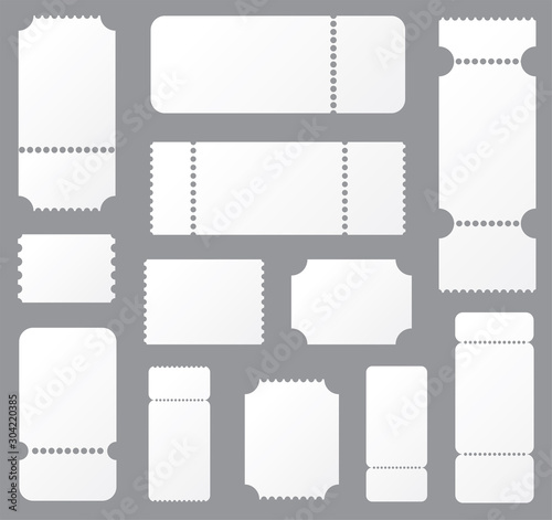 Set blank ticket template. Concert ticket, lottery coupons. Vector coupon - stock vector.
