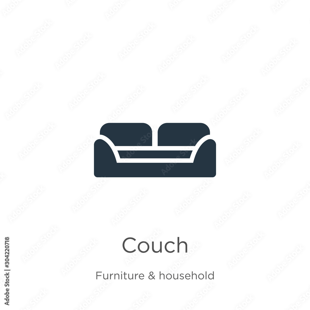 Couch icon vector. Trendy flat couch icon from furniture & household collection isolated on white background. Vector illustration can be used for web and mobile graphic design, logo, eps10 Couch icon vector. Trendy flat couch icon from furniture & household collection isolated on white background. Vector illustration can be used for web and mobile graphic design, logo, eps10