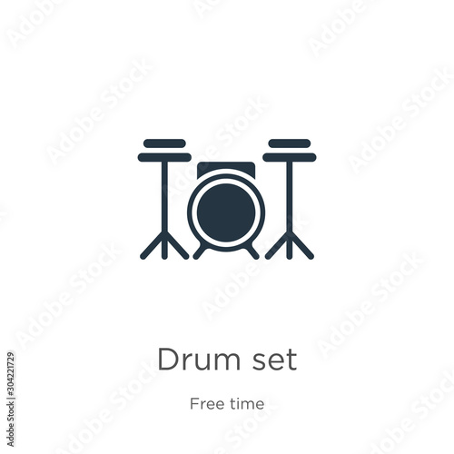Drum set icon vector. Trendy flat drum set icon from hobbies collection isolated on white background. Vector illustration can be used for web and mobile graphic design, logo, eps10