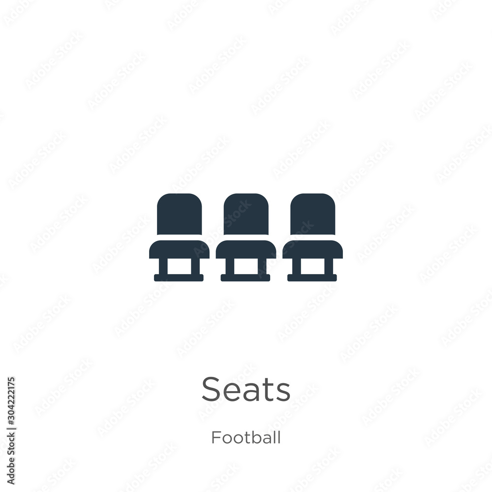 Seats icon vector. Trendy flat seats icon from football collection isolated on white background. Vector illustration can be used for web and mobile graphic design, logo, eps10 Seats icon vector. Trendy flat seats icon from football collection isolated on white background. Vector illustration can be used for web and mobile graphic design, logo, eps10