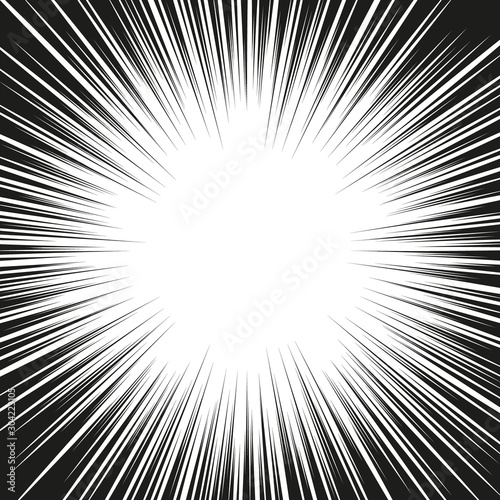 Speed lines Flying particles Seamless pattern Fight stamp Manga graphic texture Sun rays or star burst Black vector elements on white background
