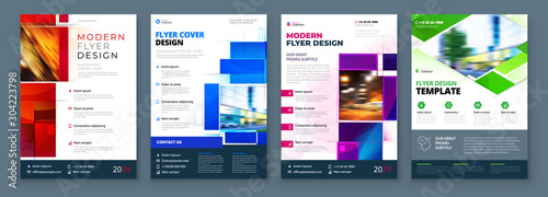 Flyer Template Layout Design. Corporate Business Flyer, Report, Catalog, Magazine Mockup. Creative modern bright concept with square shapes