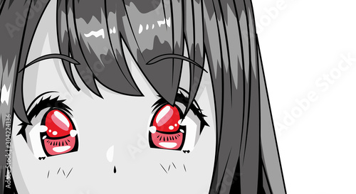 face young woman monochrome anime style character