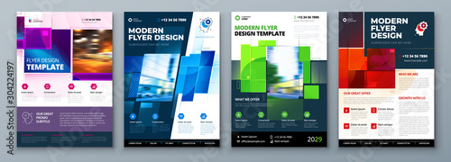 Flyer Template Layout Design. Corporate Business Flyer, Report, Catalog, Magazine Mockup. Creative modern bright concept with square shapes