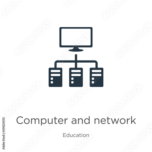 Computer and network icon vector. Trendy flat computer and network icon from education collection isolated on white background. Vector illustration can be used for web and mobile graphic design, logo,