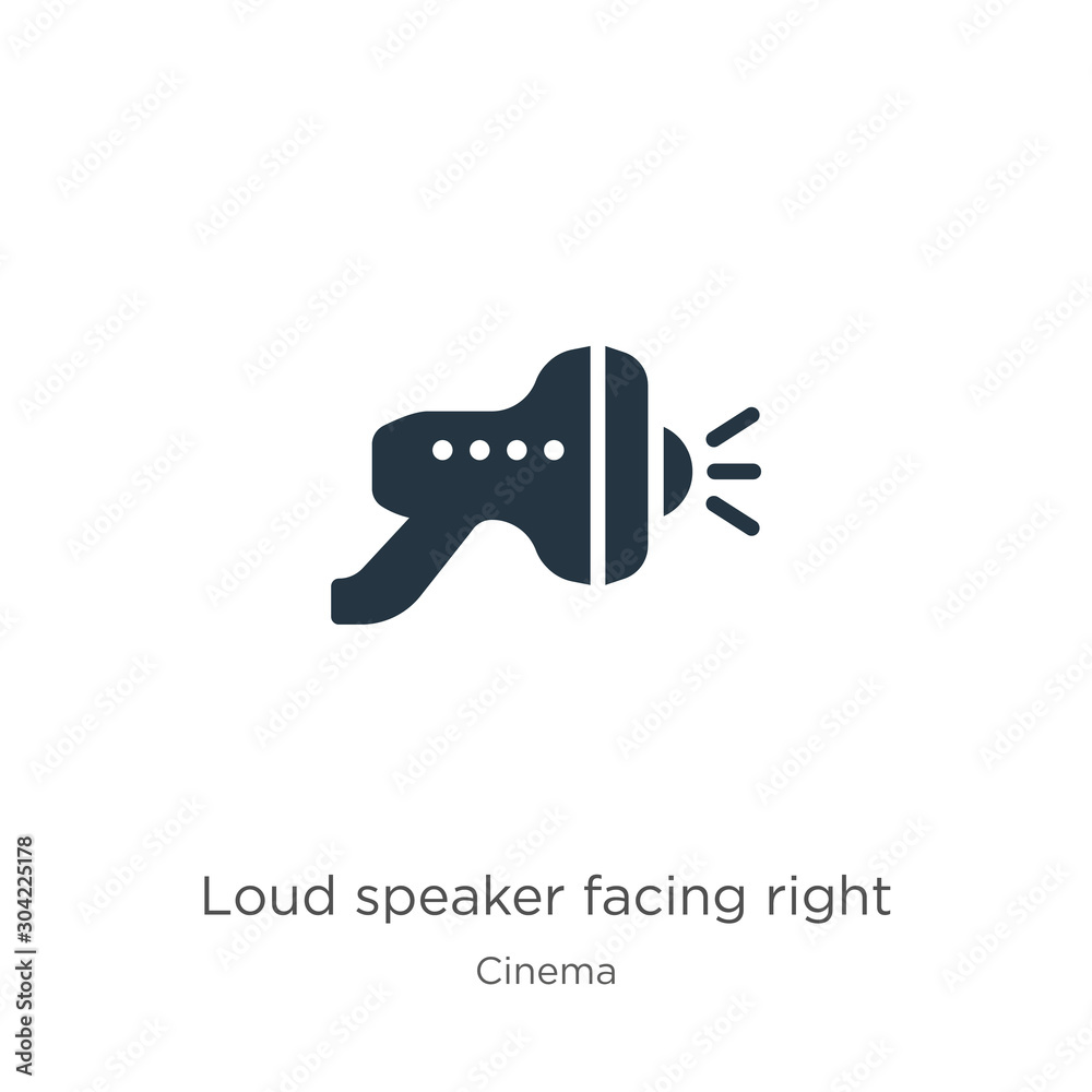 Loud speaker facing right icon vector. Trendy flat loud speaker facing right icon from cinema collection isolated on white background. Vector illustration can be used for web and mobile graphic Loud speaker facing right icon vector. Trendy flat loud speaker facing right icon from cinema collection isolated on white background. Vector illustration can be used for web and mobile graphic