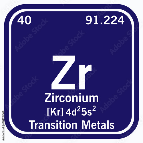 Zirconium Periodic Table of the Elements Vector illustration eps 10