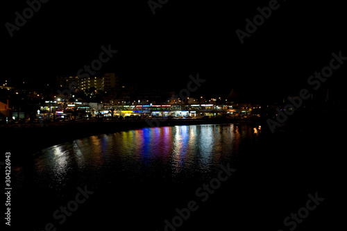 night landscape on the Spanish island of Tenerife with the ocean in the background