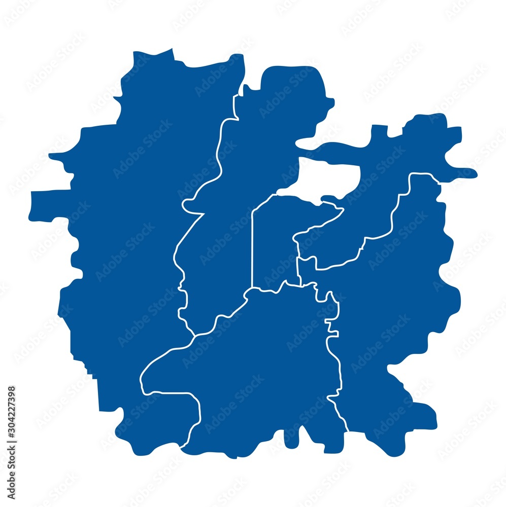 Blue outline map of Ahmedabad