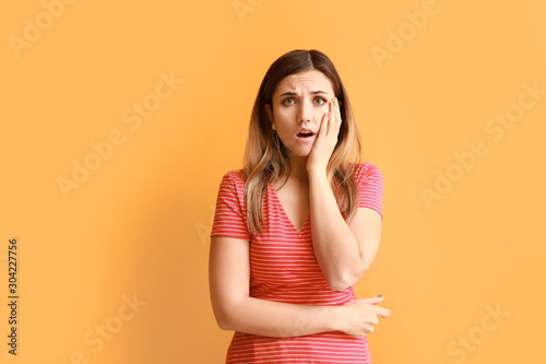 Portrait of worried young w...