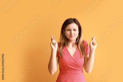 Portrait of worried young w...