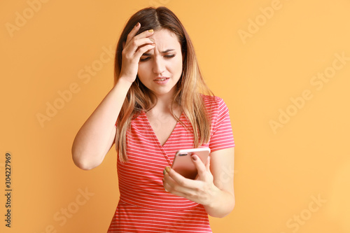 Portrait of worried young w...