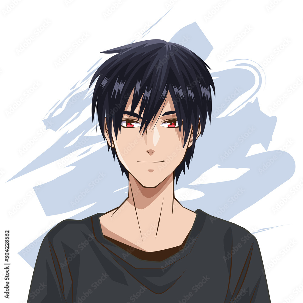 face young man monochrome anime style character Stock Vector Image & Art -  Alamy