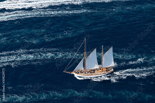 French Riviera - Old sail race side and above aerial view in St -Tropez