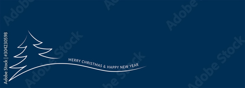 Hand drawn Christmas tree illustration with greetings. Doodle and sketch vector design.