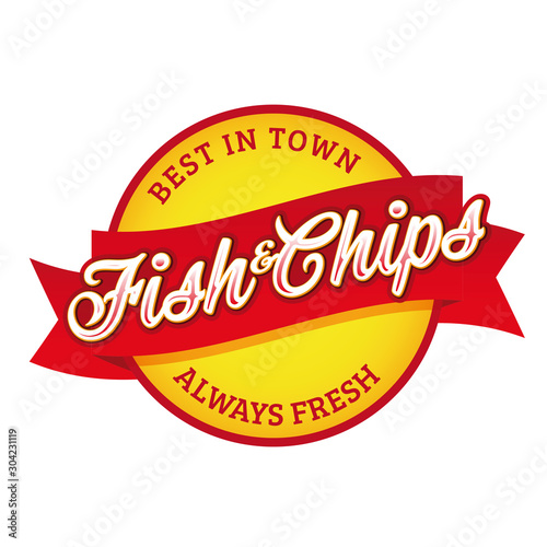 Vintage Fish and Chips sign lettering