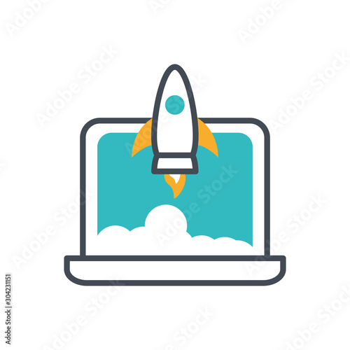 rocket launcher start up with laptop