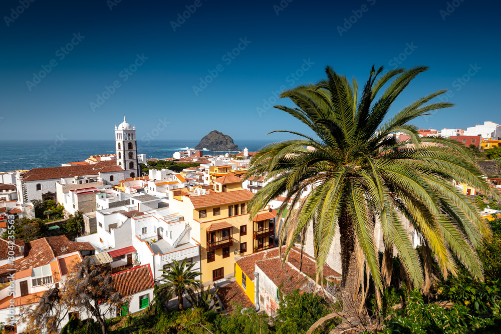 View on Garachico town on northern part of Tenerife island 