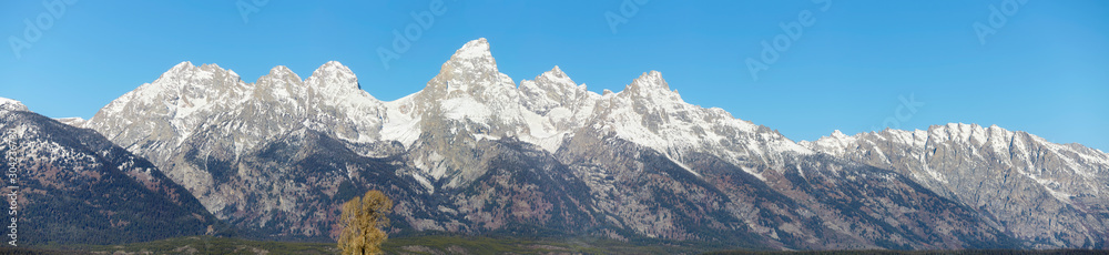 Grand Teton mountain range panorama, Wyoming, USA. Grand Teton mountain range panorama, Wyoming, USA.