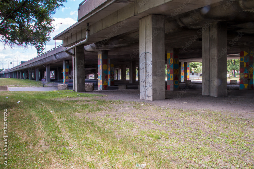 Overview of an urban landscape of an elevated highway Overview of an urban landscape of an elevated highway