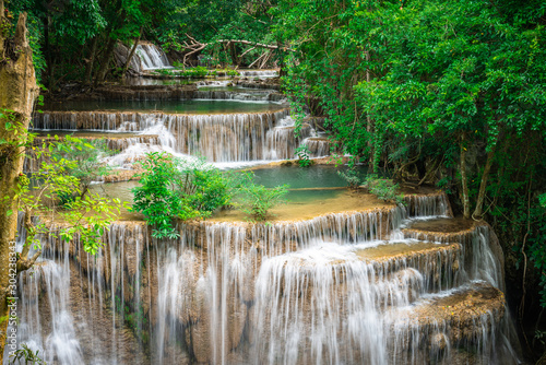 Beautiful waterfall in Thailand. (Huay Mae Kamin Waterfall) at Kanchanaburi province, Thailand.