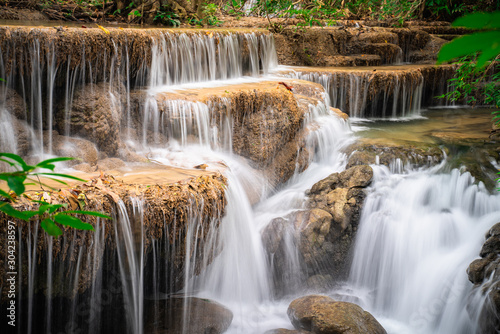 Beautiful waterfall in Thailand.  Huay Mae Kamin Waterfall  at Kanchanaburi province  Thailand.