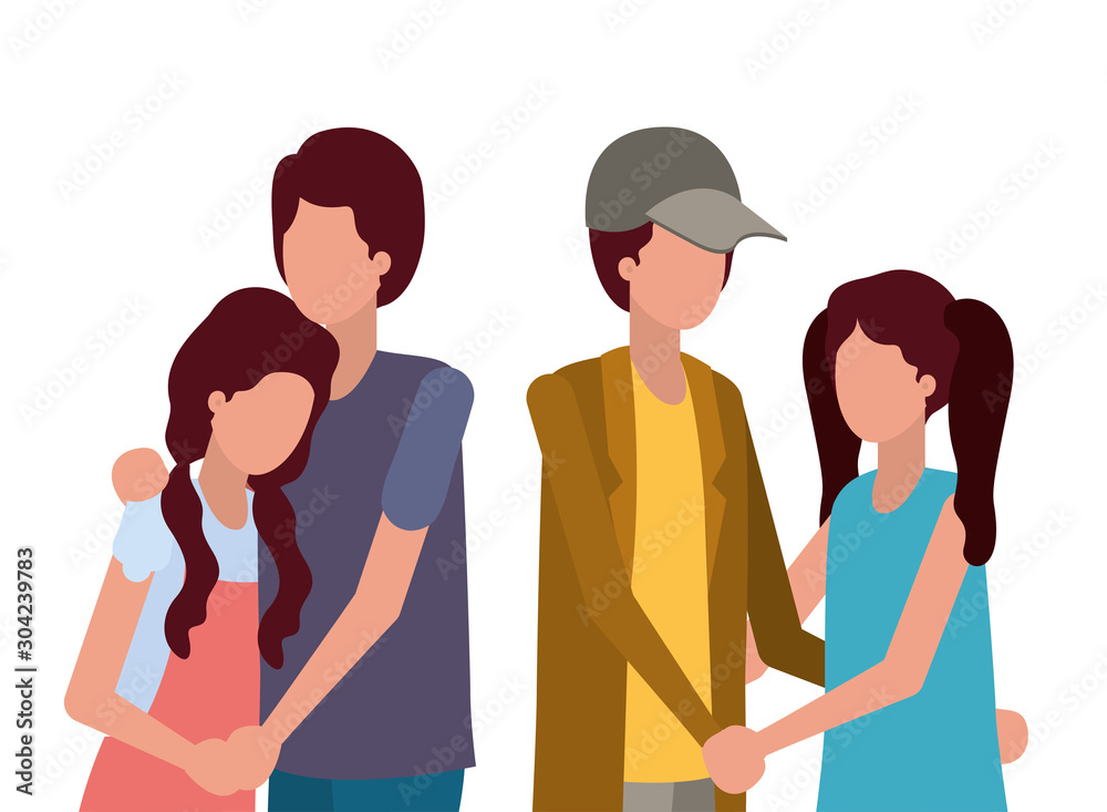 Couples of girl and boy vector design