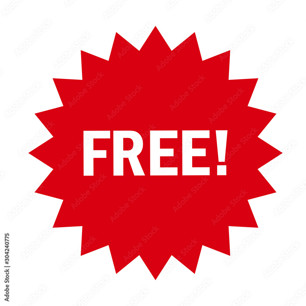 Free! red badge design. Retail starburst badge vector. Free! red badge design. Retail starburst badge vector.