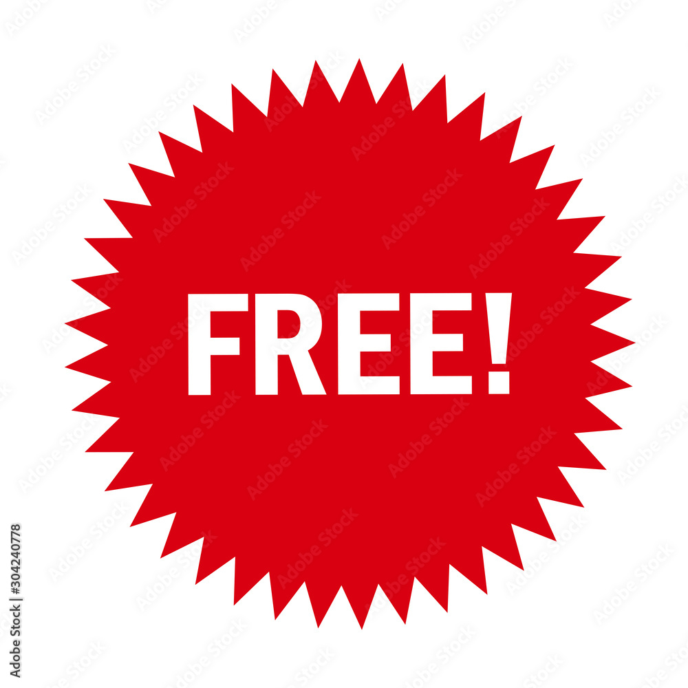 Free! red badge design. Retail starburst badge vector. Free! red badge design. Retail starburst badge vector.
