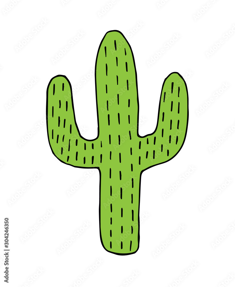 Vector hand drawn doodle sketch green cactus isolated on white background Vector hand drawn doodle sketch green cactus isolated on white background