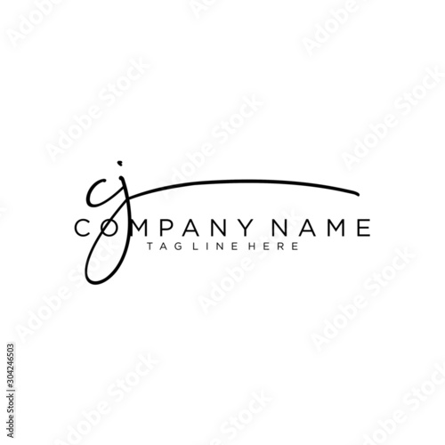 Initial letter CJ Signature handwriting Logo Vector	 photo