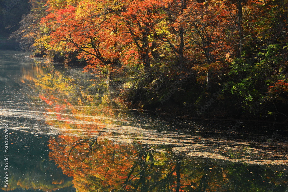 岩手県西和賀町 紅葉の錦秋湖 岩手県西和賀町 紅葉の錦秋湖