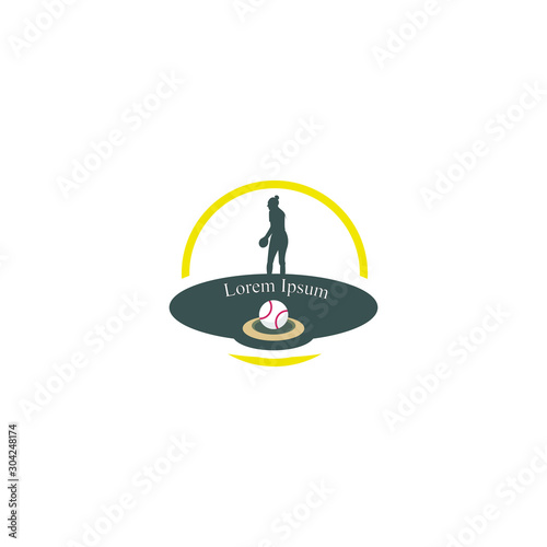 Softbal logo / emblem template. Vector softbal league logo with ball. Sport badge for tournament championship or league.