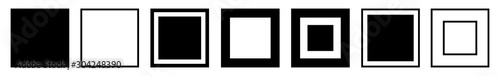 Square Icon Black | Squares | Foursquare Symbol | Frame Logo | Button Sign | Isolated | Variations