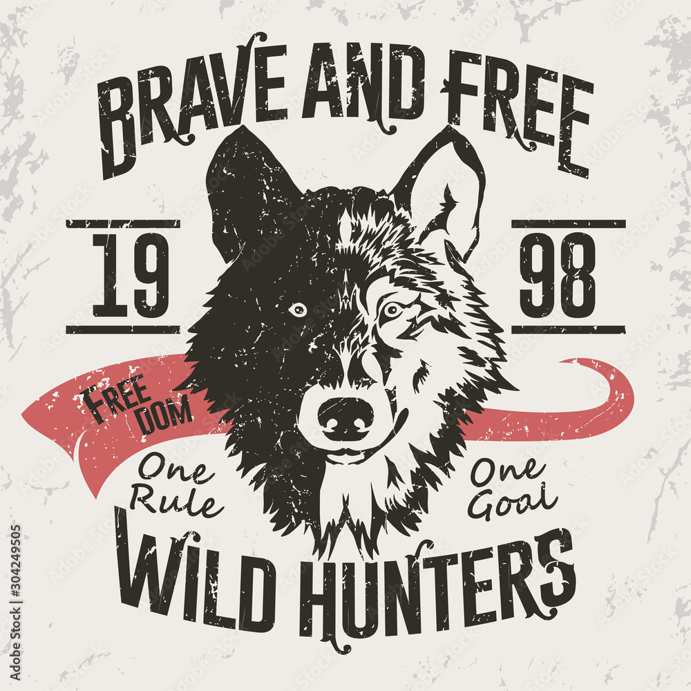 Obraz premium Wolf bolt Emblem, mascot head silhouette, Vector