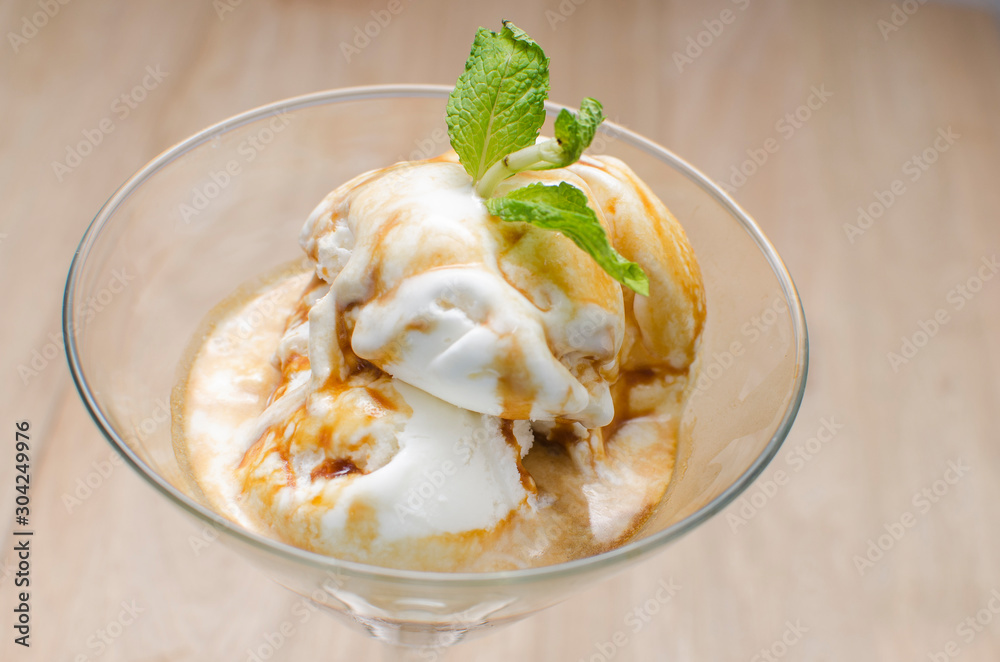 cup of coffee with ice cream and sauce cup of coffee with ice cream and sauce