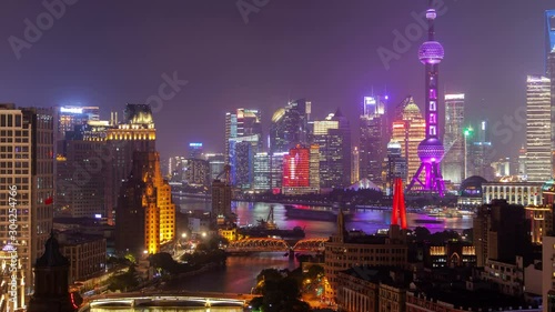 Wallpaper Mural Shanghai Wusong river or Suzhou Creek urban cityscape aerial skyline panorama timelapse zoom out Torontodigital.ca